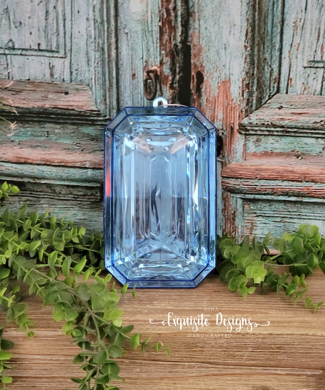 Gem Christmas Ornament Blue Sapphire Emerald Wreath Etsy