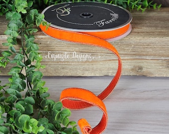 Cinta de terciopelo naranja con alambre, Farrisilk, suministros para coronas de Halloween (10 yardas, 0,75 pulgadas)