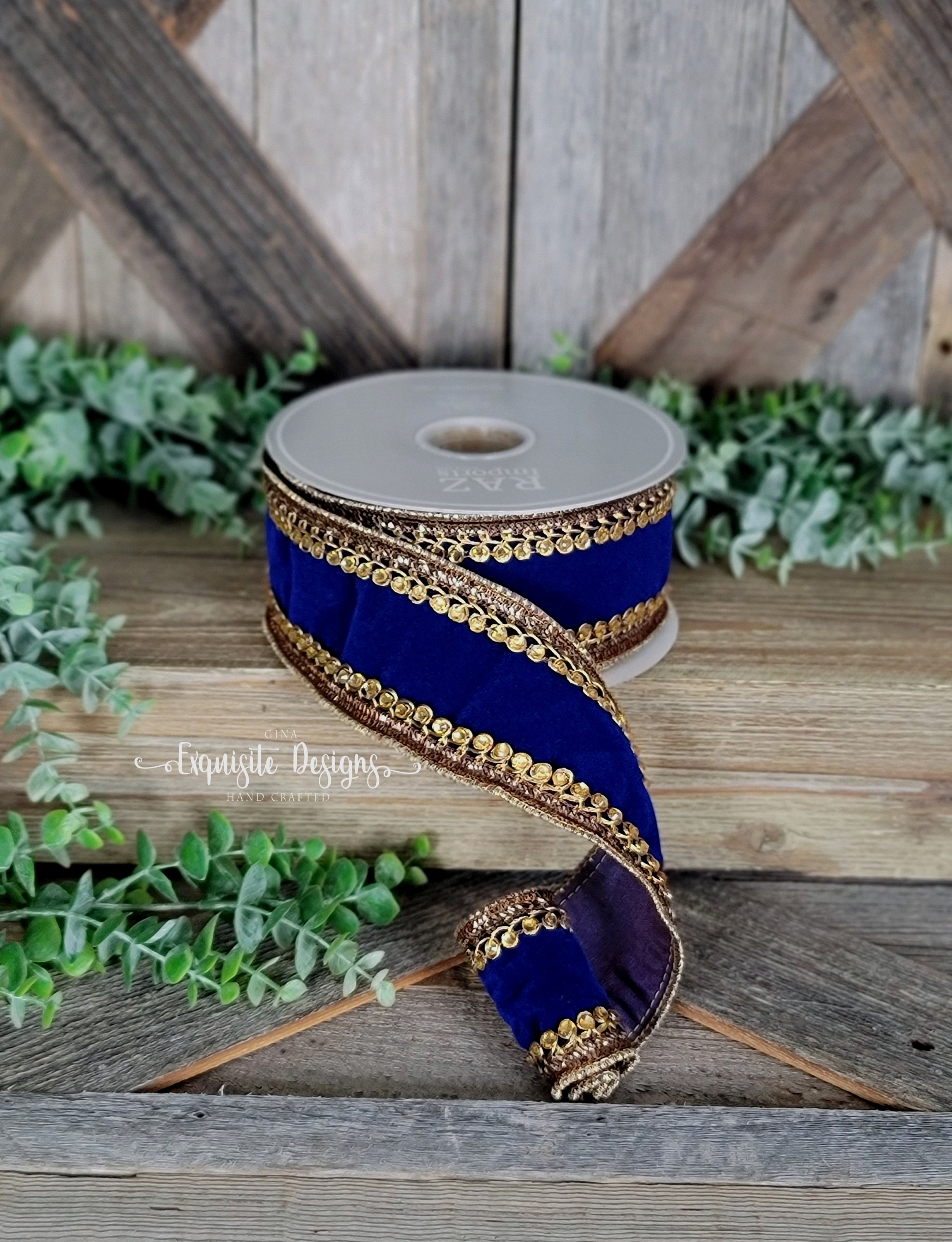 10 Yards 2.5 Inch Wired Ribbon Jeweled Ribbon Blue Ribbon - Etsy 10 Yards 2.5 Inch Wired Ribbon Jeweled Ribbon Blue Ribbon - Etsy