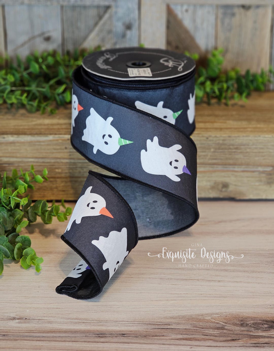 10 Yards, 2.5 Inch Wired Ribbon, Halloween Ribbon, Ghost Ribbon, Ghoul ...