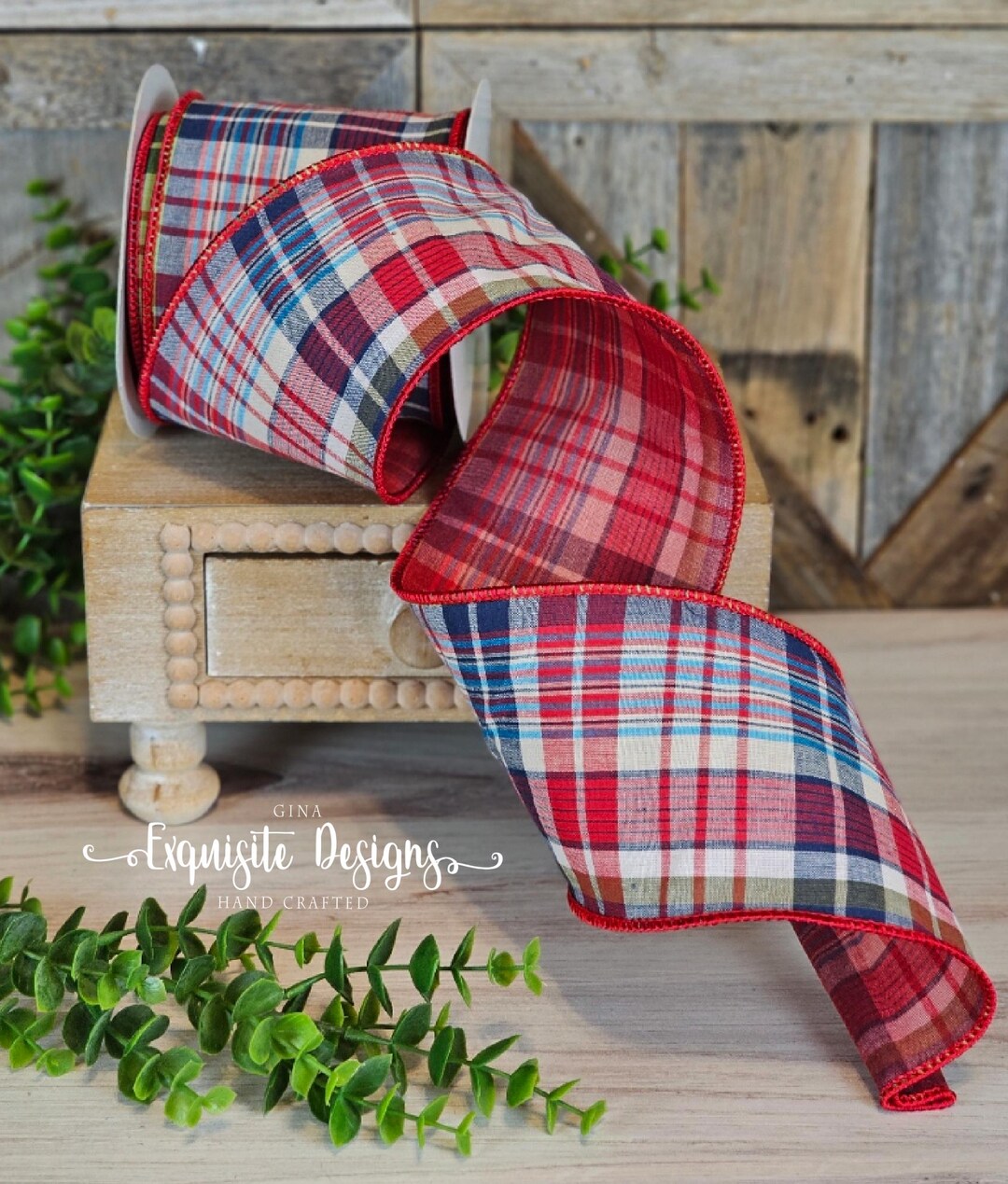 4 Inch Plaid Wired Ribbon, Patriotic Ribbon, 10 Yards - Etsy