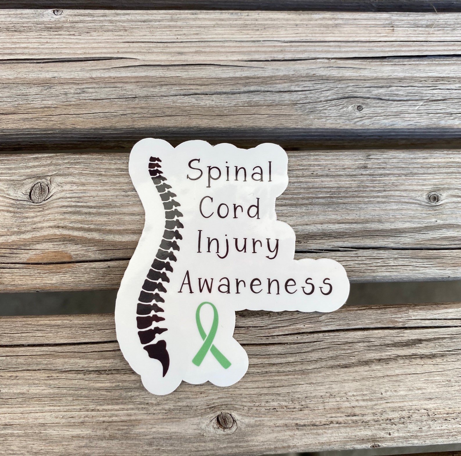 Spinal Cord Injury Awareness Sticker: Green Ribbon, Spine Graphic - Etsy