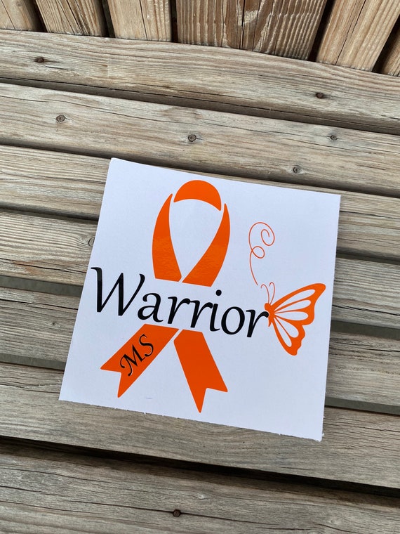 MS Warrior Awareness Ribbon With Butterfly. Orange Support Car Decal. -   Canada