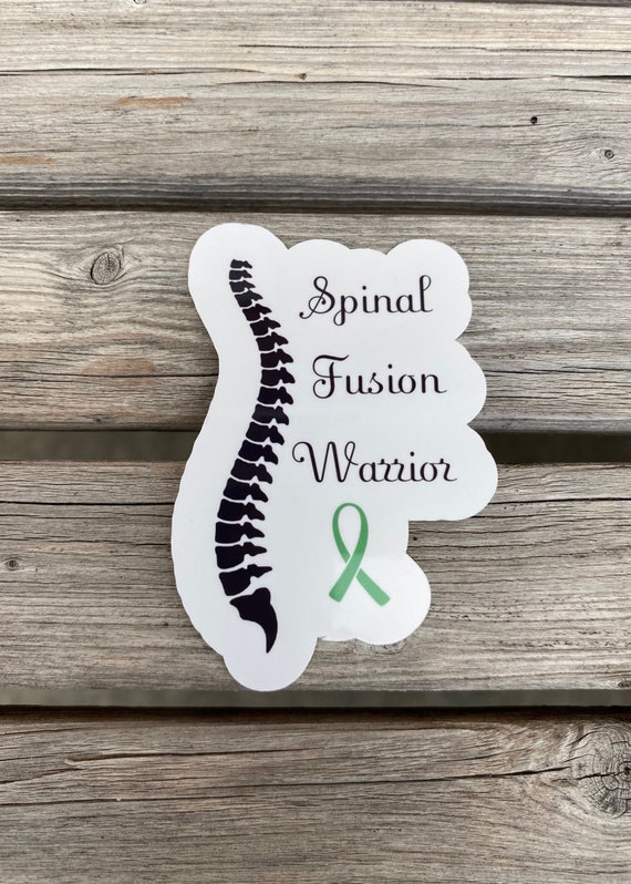 Spinal Fusion Warrior Sticker: Green Ribbon, Spinal Cord Injury