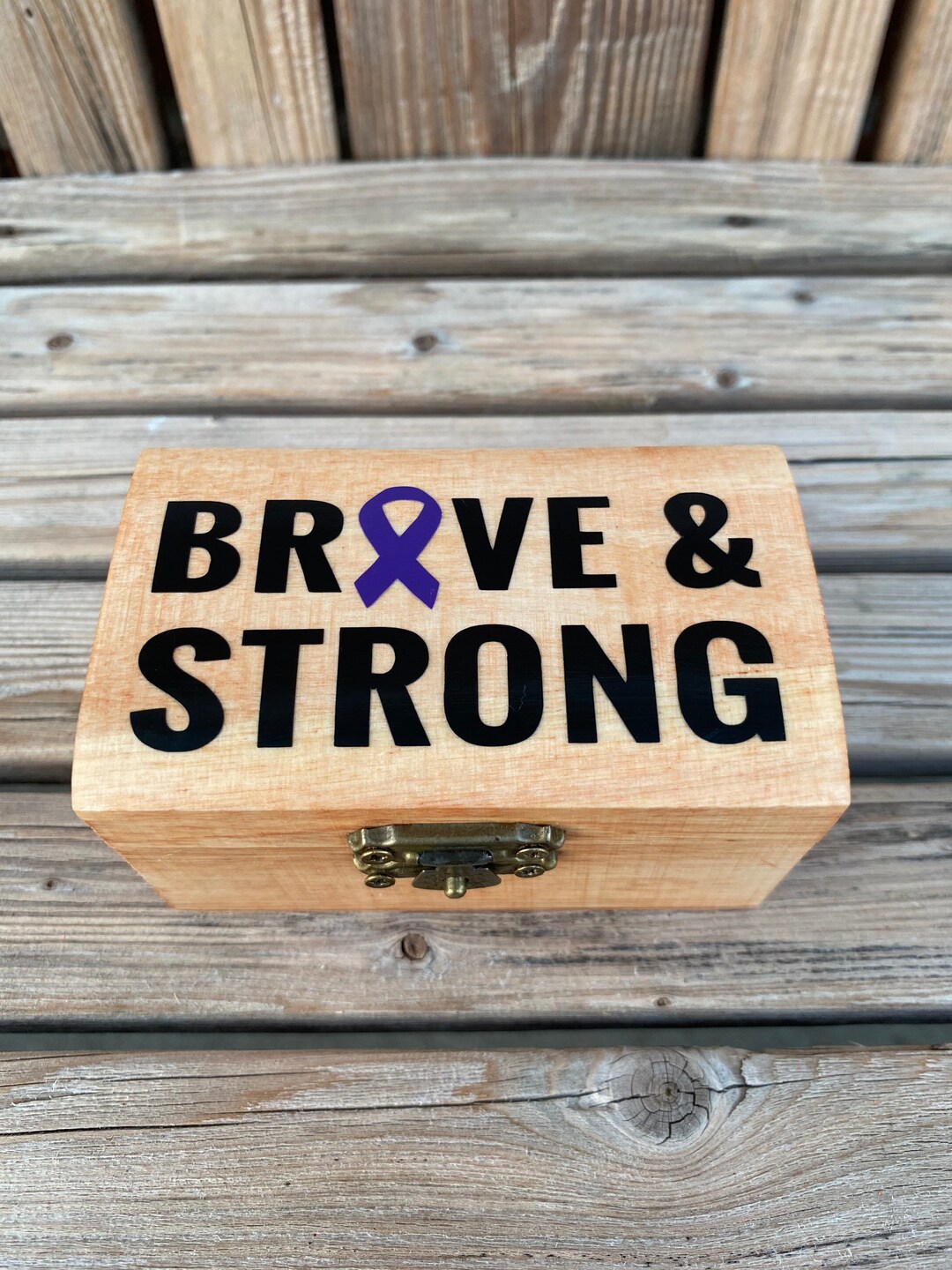 Brave and Strong Purple Awareness Ribbon Wood Box. Support and - Etsy