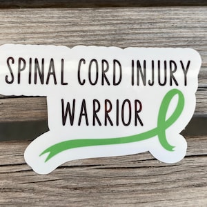 Spinal Cord injury warrior sticker with green awareness ribbon. Journal or planner stickers.