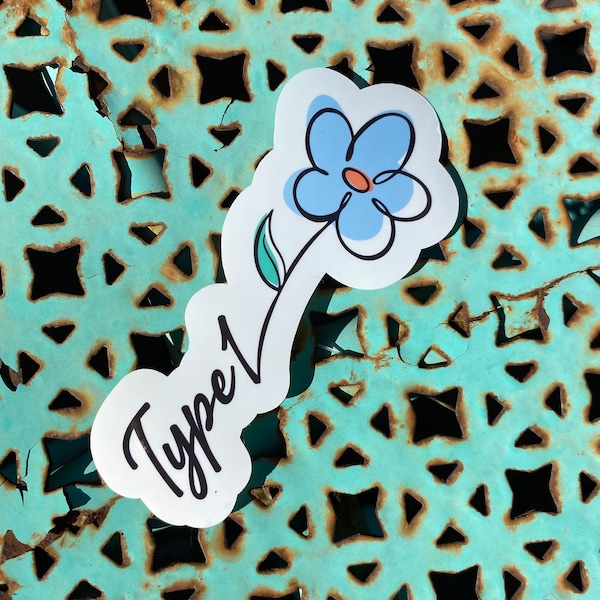 Type 1 Flower Sticker| T1D Blue Flower Sticker| Type 1 Diabetes Awareness Stickers| Laptop Stickers| Scrapbook Stickers