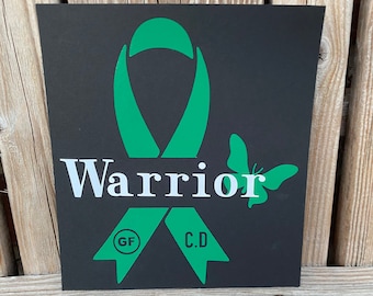 Gluten free and Celiac warrior vinyl decal.  Car awareness ribbon with butterfly.