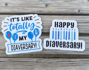 Type 1 Diabetes Diaversary Sticker Pack: Large Stickers