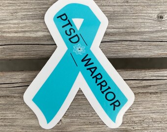 PTSD Warrior Awareness Sticker| PTSD Awareness Ribbon Sticker with Flower
