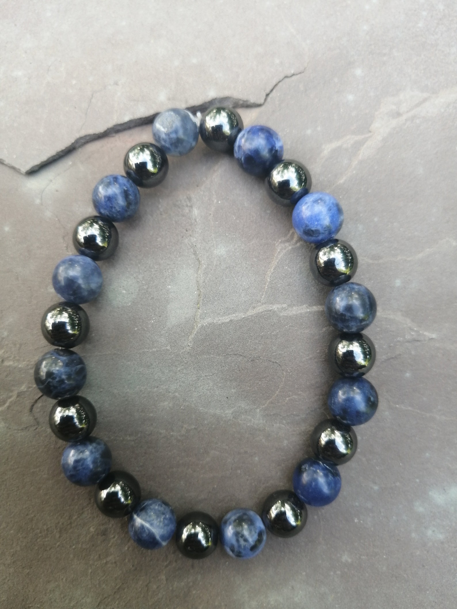 Sodalite Bracelet with Magnetic Hematite | Etsy