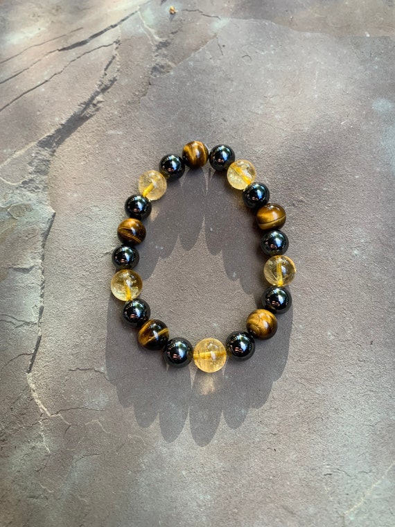 10mm Gold Tigers Eye and Citrine Bracelet With Etsy