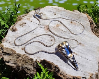 Metal Bird Skull Pendant Necklace