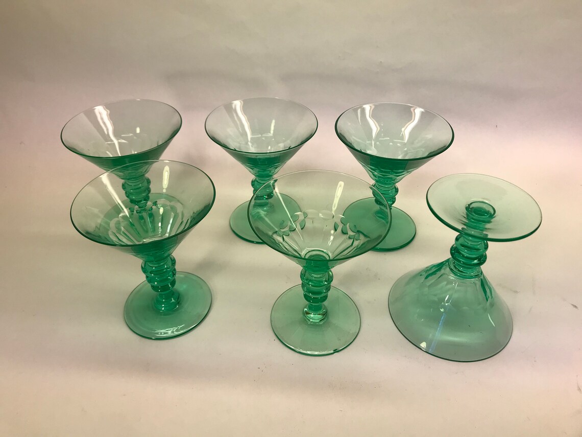 Martini Glasses Set of 6 Uranium Glass Etsy