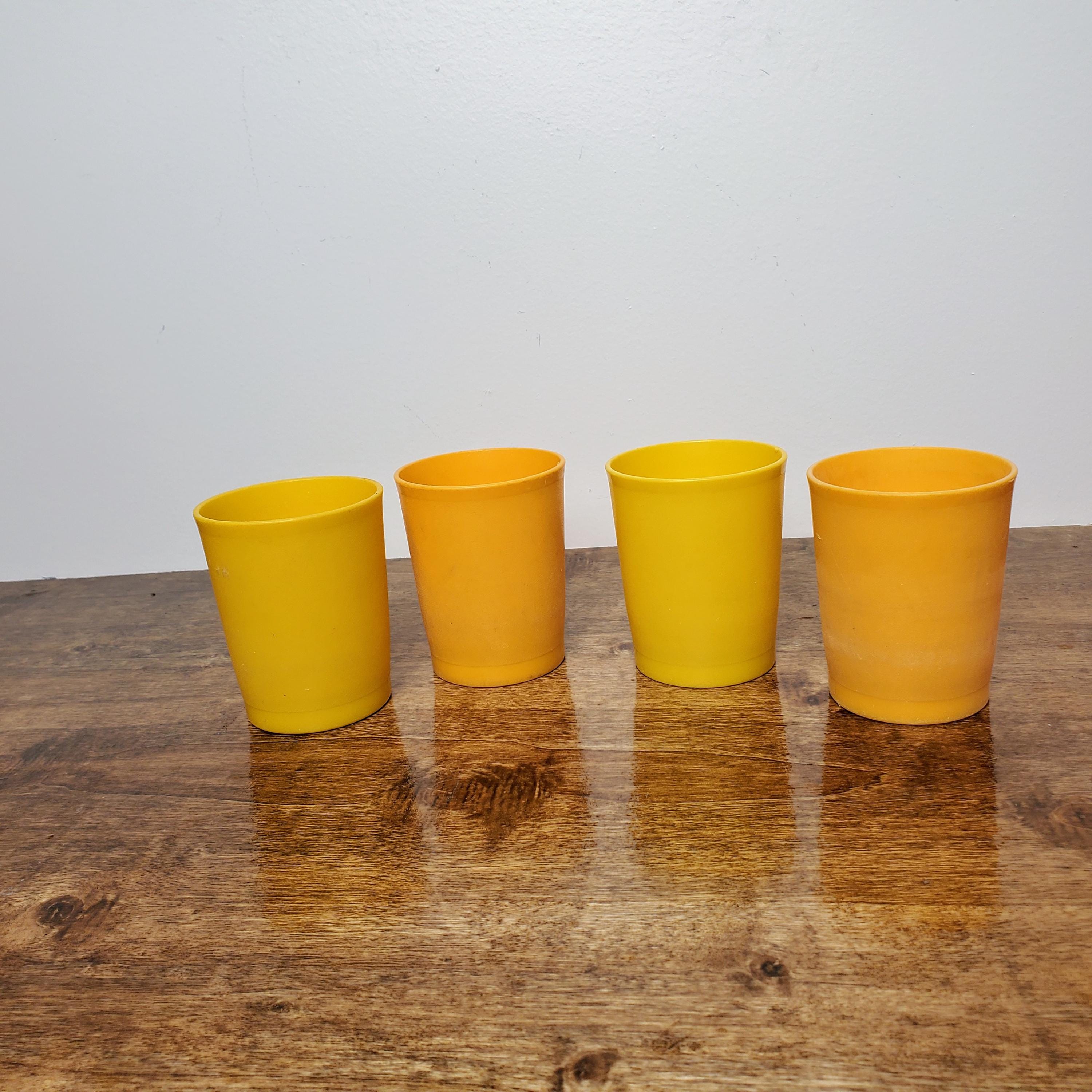 Vintage Tupperware #1251 Retro Harvest Yellow Tumblers Cups 6oz