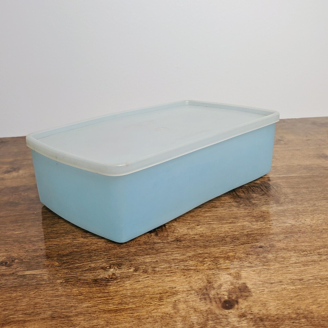 Vintage Tupperware Pac N Store Rectangle Blue Container 713 Sheerlid - Etsy