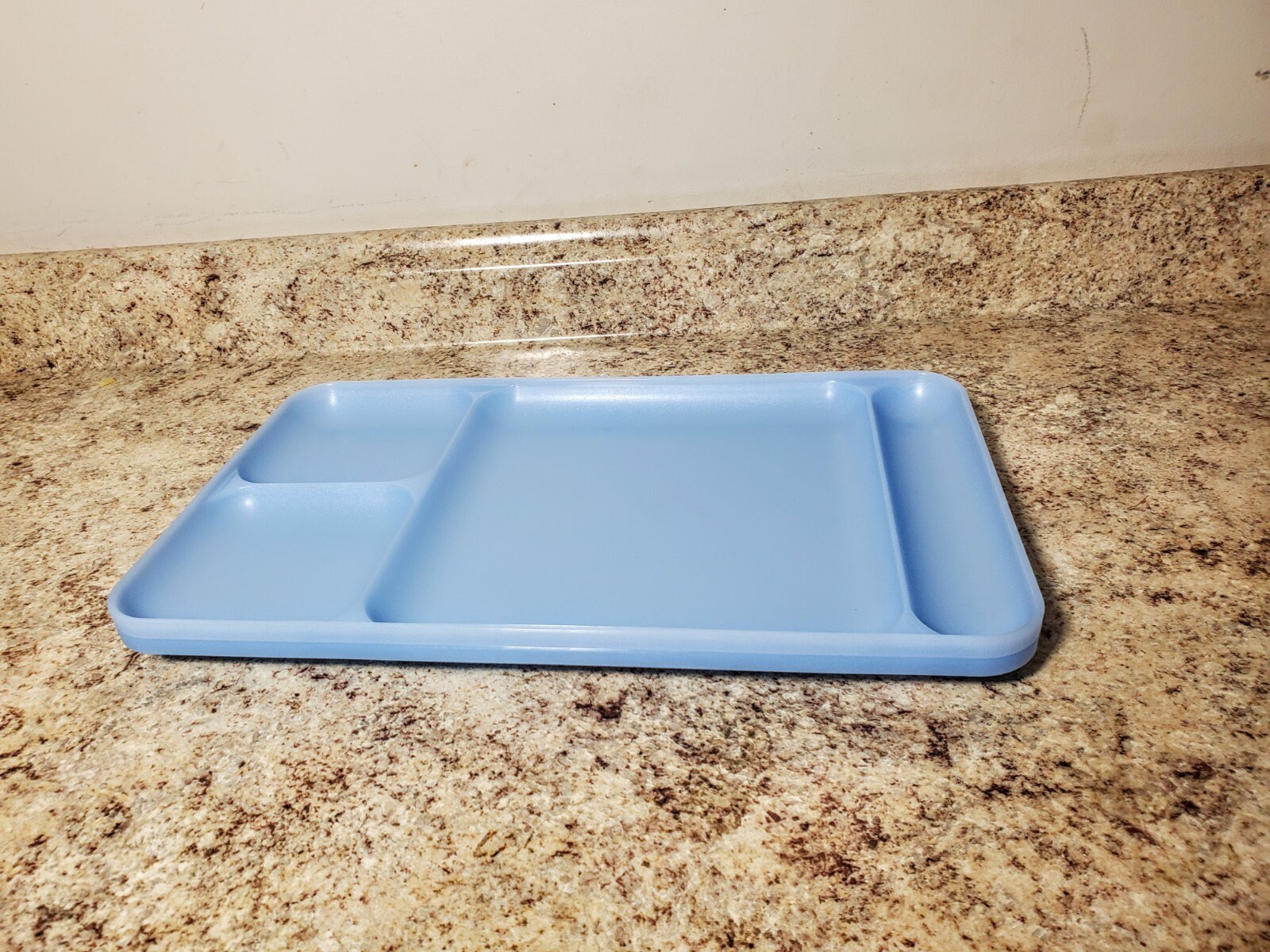 Tupperware Divided Trays Picnic Camping Daycare Toddler Plate Blue 1535 Set  of 4