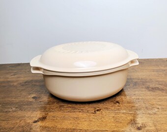 Vintage Tupperware Microwave Stack Cooker Almond Beige 1.75 Qt #2210 Lid #2193