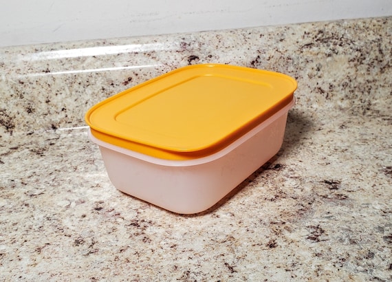 Vintage Tupperware Square Round Covered Containers Sheer Pink, Blue, Green  and Yellow Set of 4 