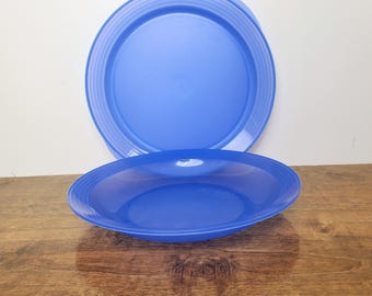 Vintage Tupperware Impressions Plate Bowl Set #3830 #3836 Microwave Lunch 2 Pc