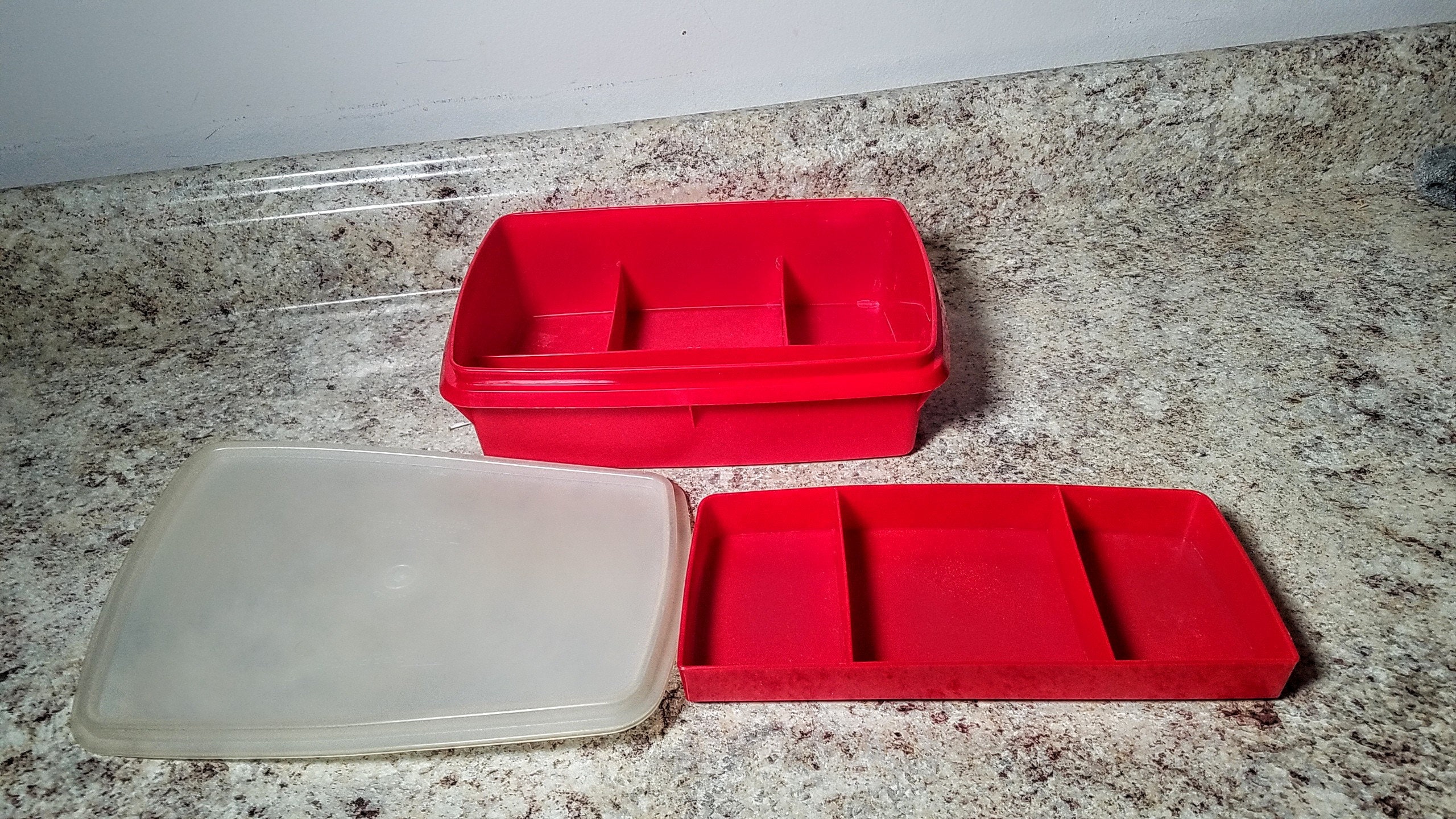 Vintage Tuppercraft by Tupperware Brown 767 Stow-N-Go Craft Tackle Box with  lid