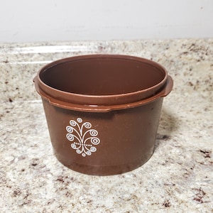 TUPPERWARE Vintage 1297 Brown Canister Servalier Bowl Container NO LID