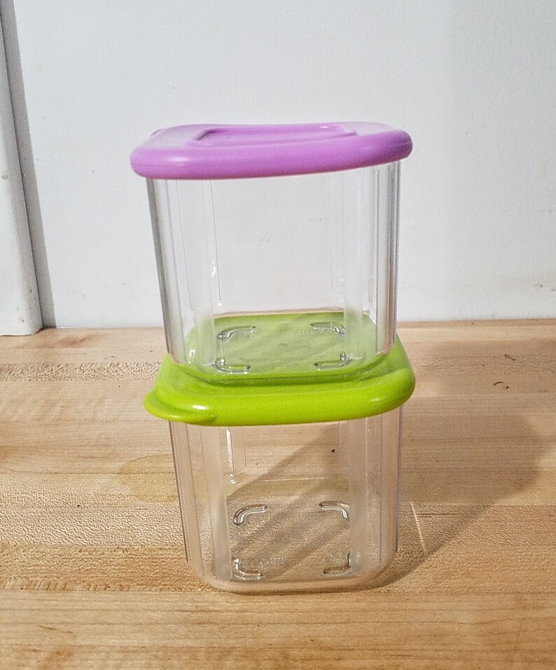 Tupperware Clear Mates Mini Set of 2 Purple Green Snack Etsy