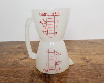 Vintage Tupperware Sheer Wet-Dry Two 2-Sided 1 Cup  8 Oz Measuring Cup #860