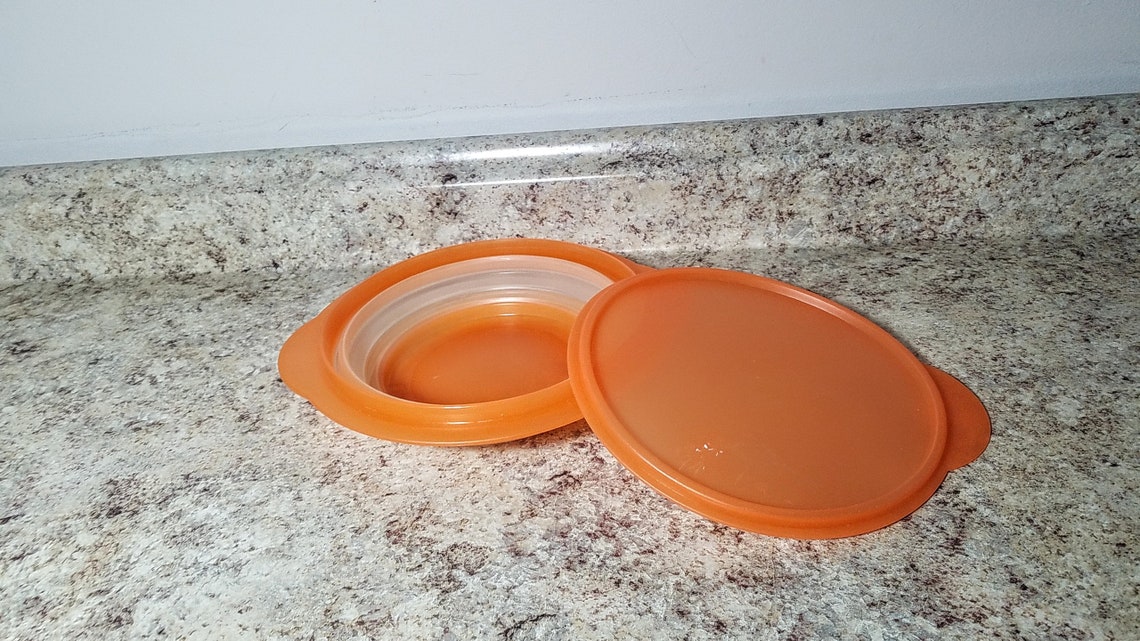 Tupperware Flat Out Orange 4 Cup Bowl Expandable Collapsible Etsy