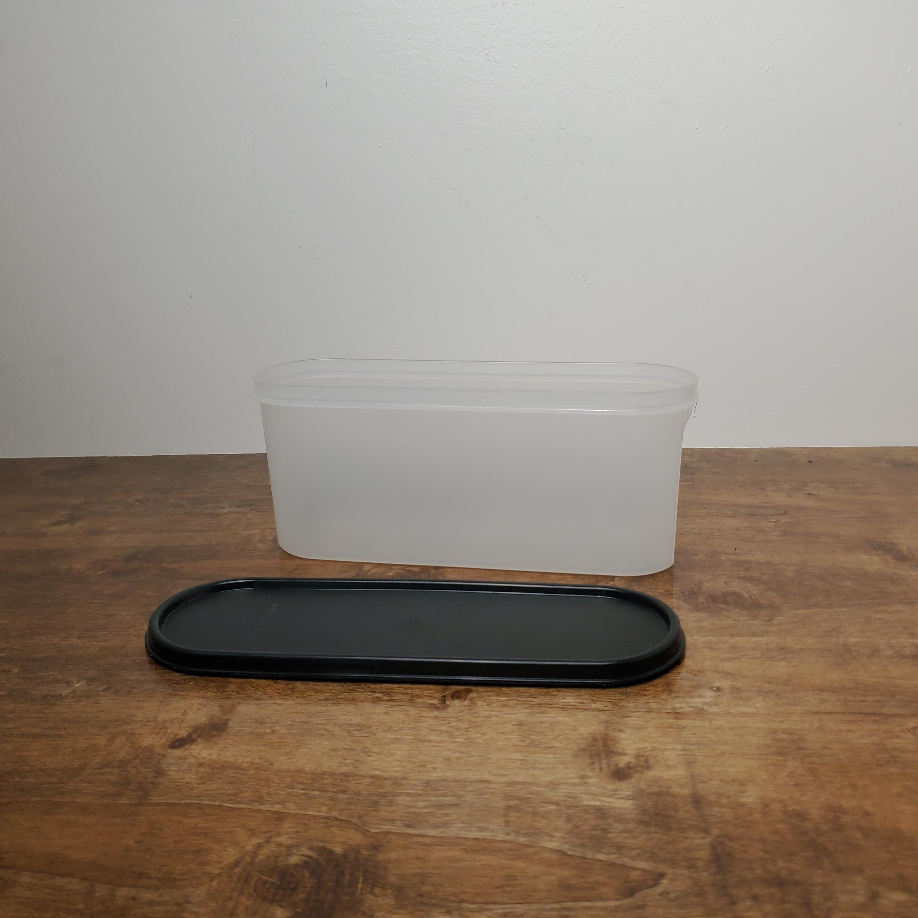 Vintage Tupperware Black Top Super Oval Modular 1.8 Litres Oval Storage Container #2400