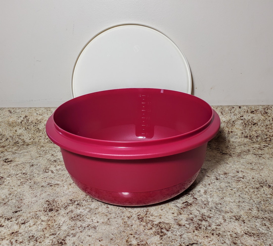 Tupperware Large Mixing Bowls Set of 2 Flat Bottom 6 & 9.5  Liters Purple Burgundy: Home & Kitchen
