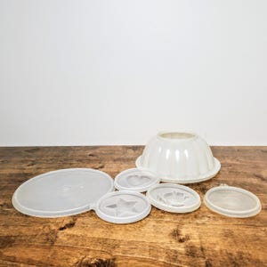 Tupperware Jel-N-Serve Jello Mold 5 piece 616  White Clear Vintage Kitchen