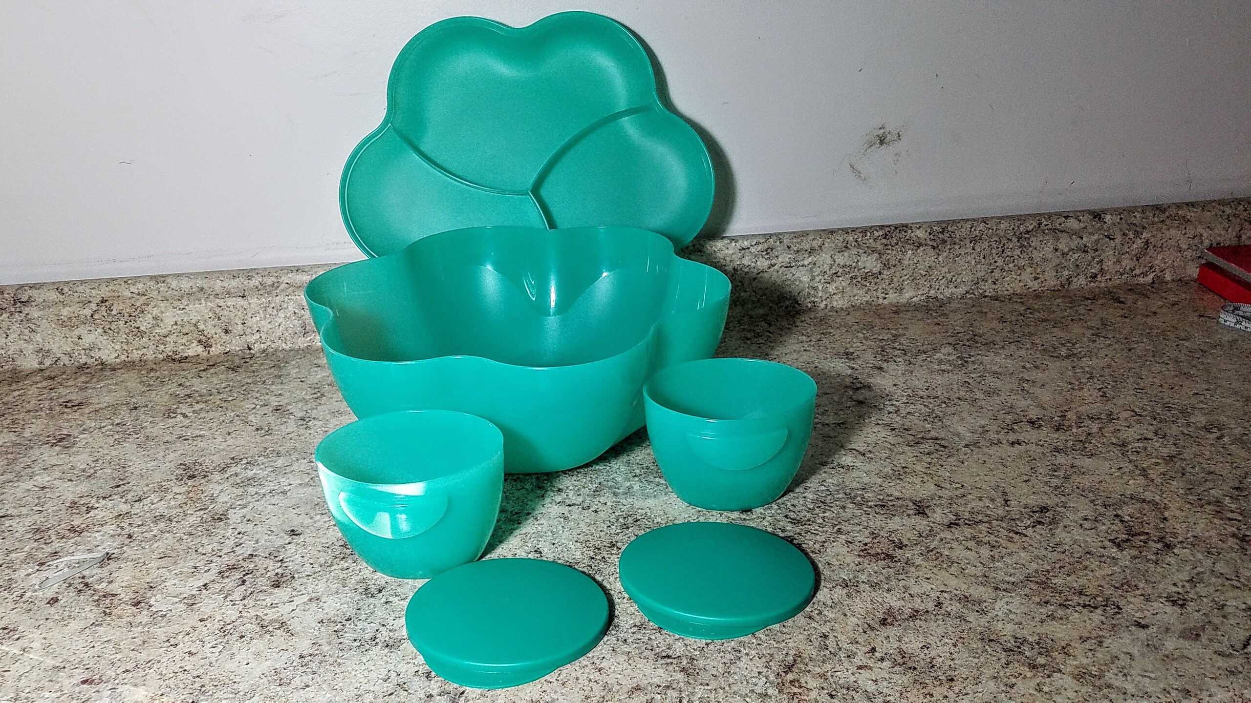 Tupperware Chip N Dip Bowl With Dip Bowl Divided Lid 4624 4625 Etsy