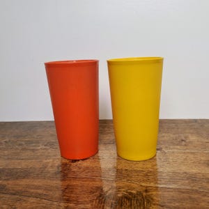 Vintage Tupperware Tumbler #878 Orange Yellow Cup 12 oz  1970s Retro Drinkware Plastic Cup Mid Century Kitchen Decor