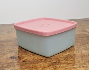 Vintage Tupperware #311 Sheer Freezer Container #310 Mint Green Pink Seal Lid
