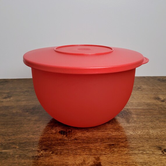 Grand bol Tupperware 12 tasses orange corail avec couvercle hermétique # 2677 NOUVEAU - France
