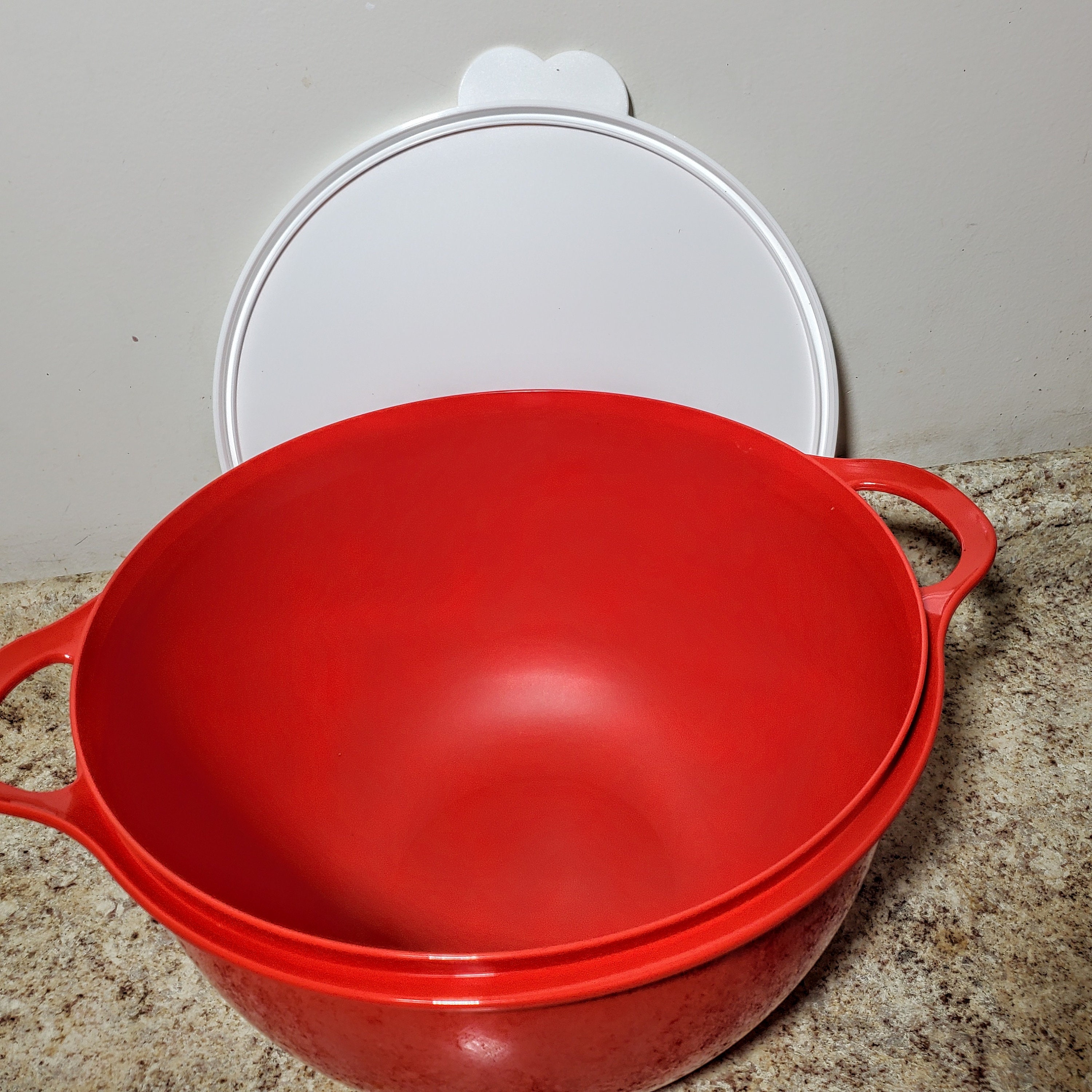 Three Large Red Tupperware Bowls - 1 lid - Lil Dusty Online