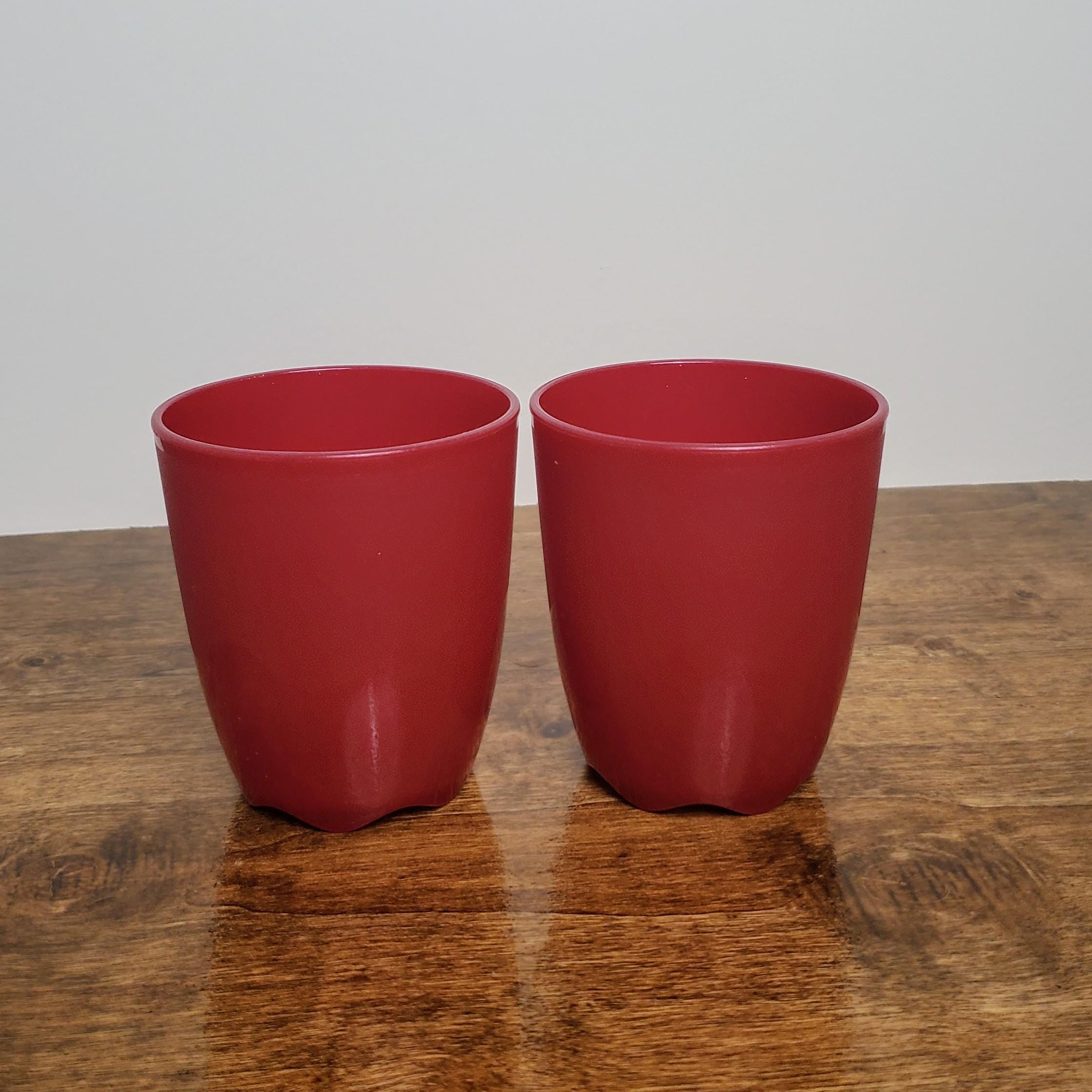 Tupperware 18oz Open House Picnic Cups Maroon Tumblers , 4793, Set