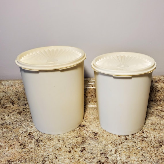 Vintage Tupperware White Set of 2 Canisters 809 & 807 - Etsy