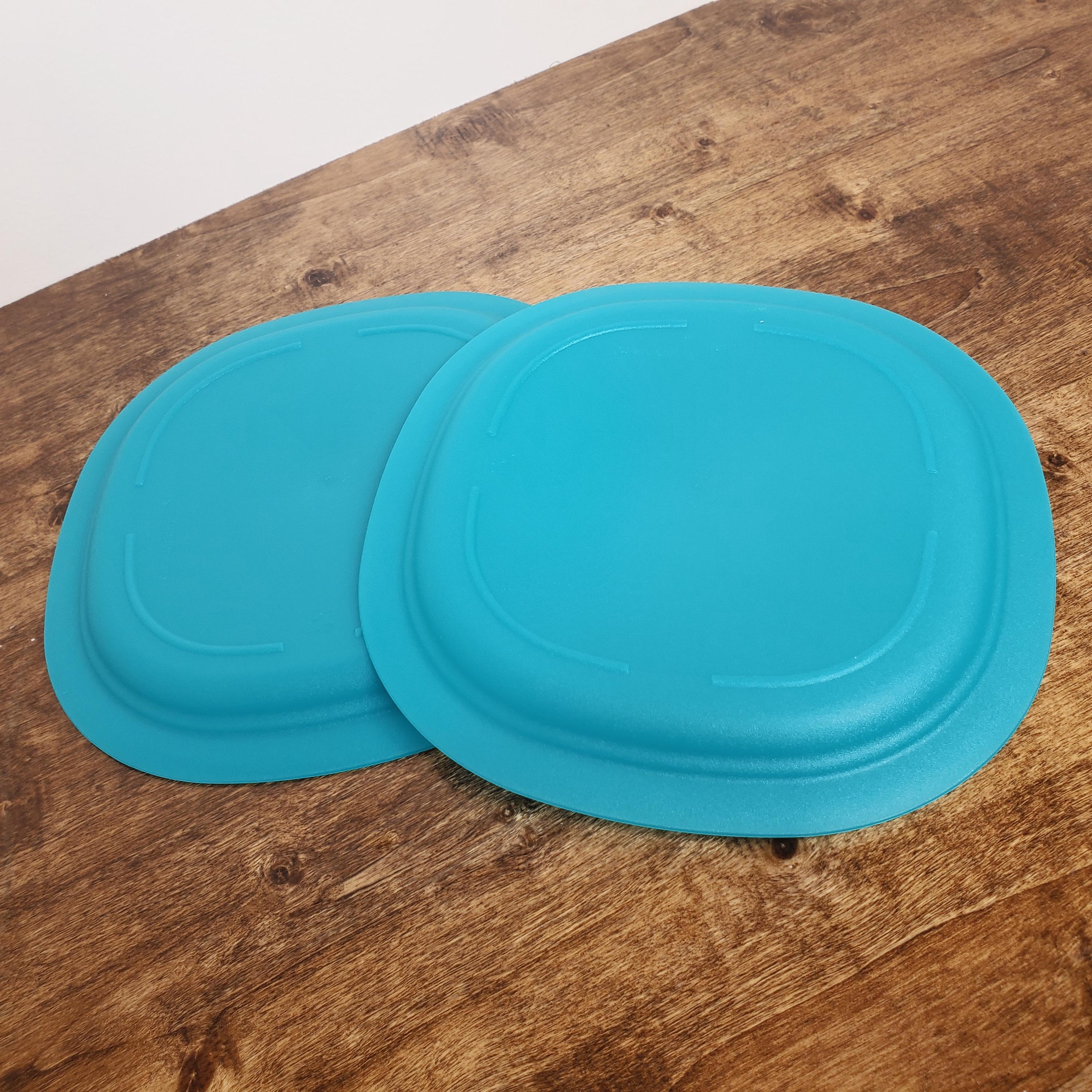 Teal Rounded Square Tupperware Microwave Reheatable Teal Rounded Square Plates 3398 Set of ...