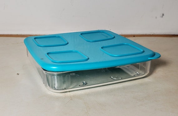 Tupperware Stacking Square Storage Set - Dishwasher Safe & BPA Free - (6  Clear Containers + 6 Blue Lids)