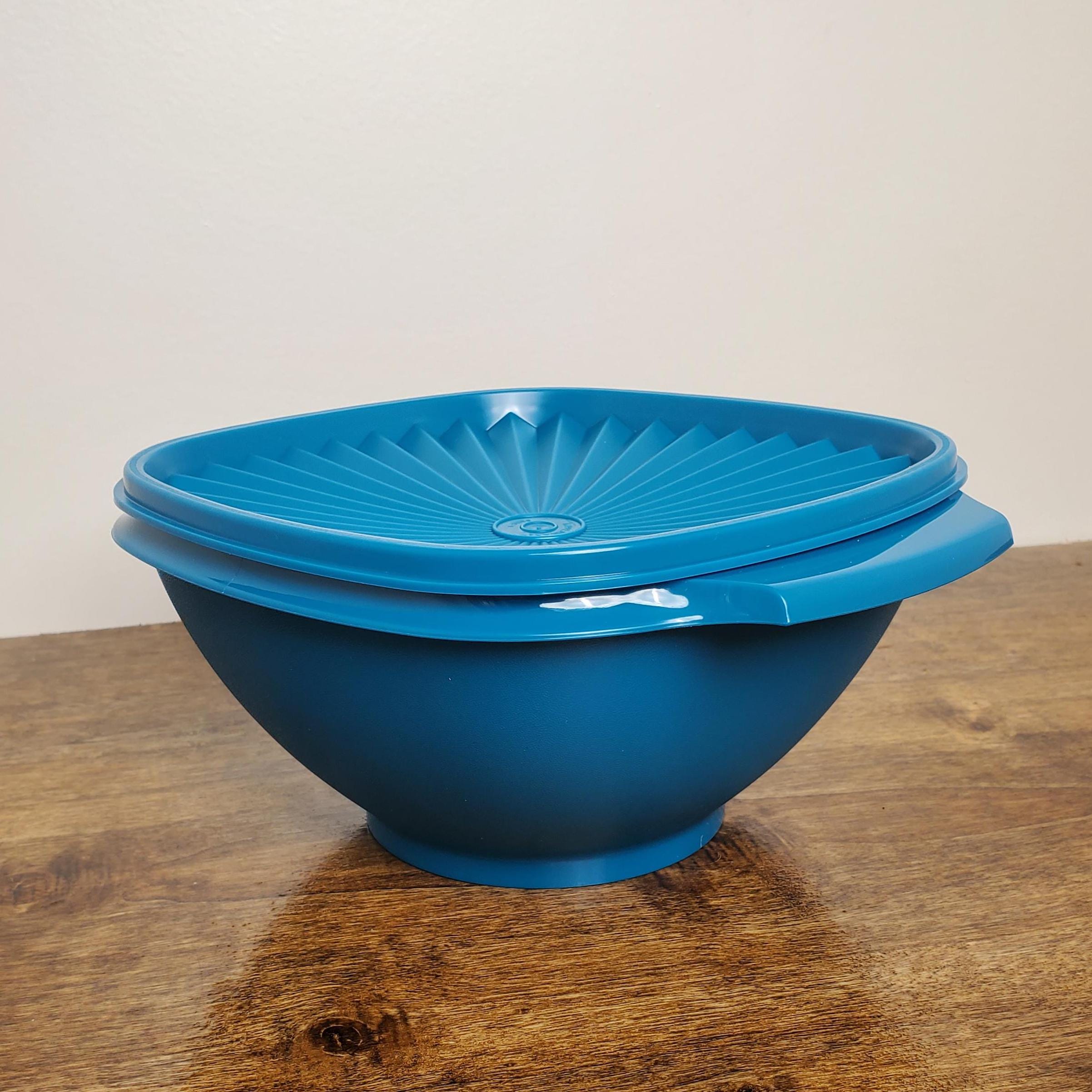 TUPPERWARE Servalier Bowl 8 C Peacock Blue With Lid Seal Tab