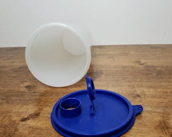 Vintage Tupperware Handolier 261 Canister Set Sheer w Blue 215 Lid