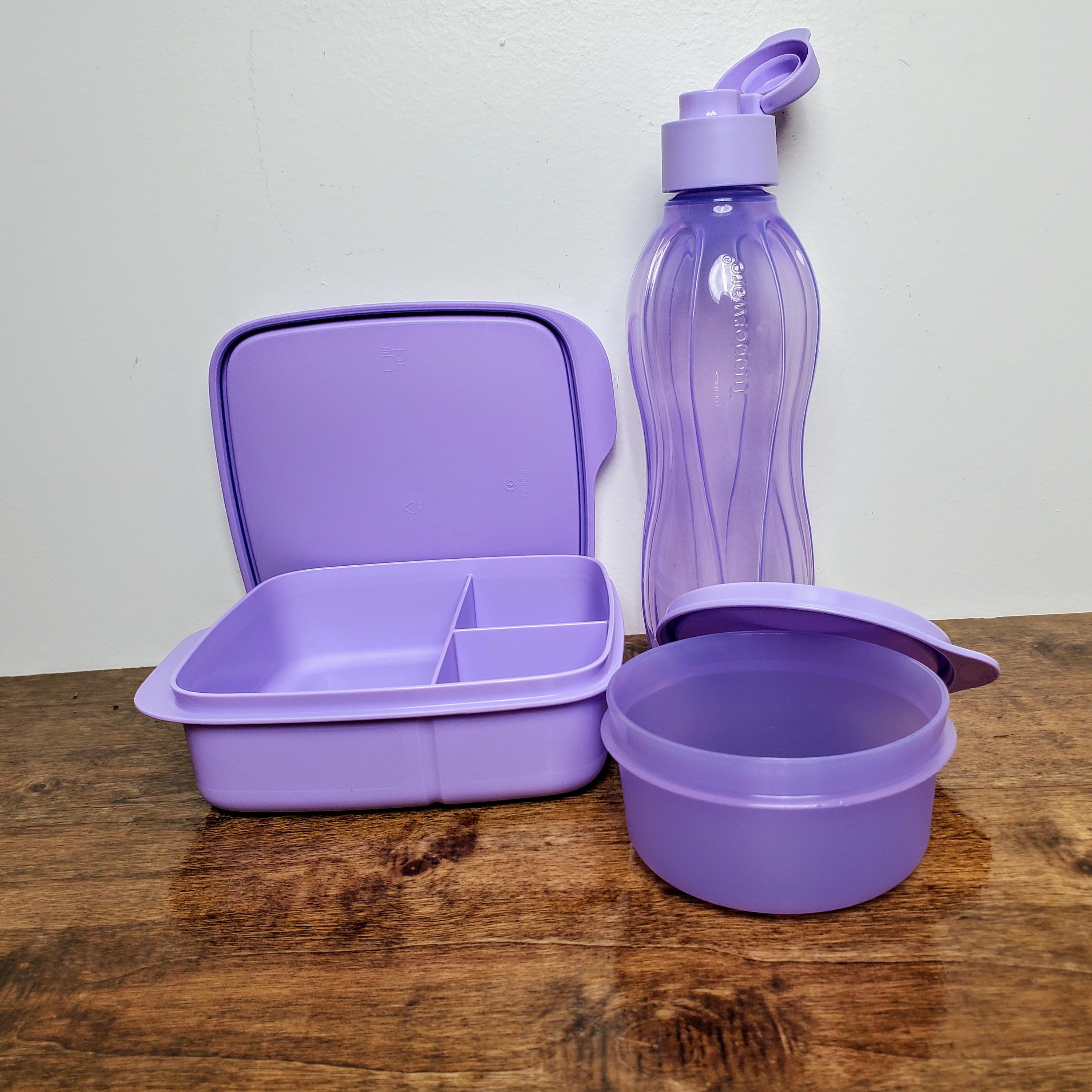 Eco-friendly Tupperware Lunch Set 3 Piece Purple Sandwich Box