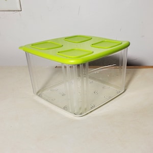 Tupperware ClearMates 3352 Clear Mates Square Modular Storage Container 6 Cup Green New