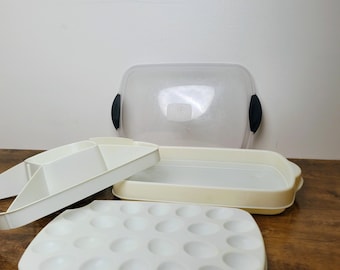 Pampered Chef Chillzanne Rectangle Server #2781 Deviled Egg Veggie Tray Lid