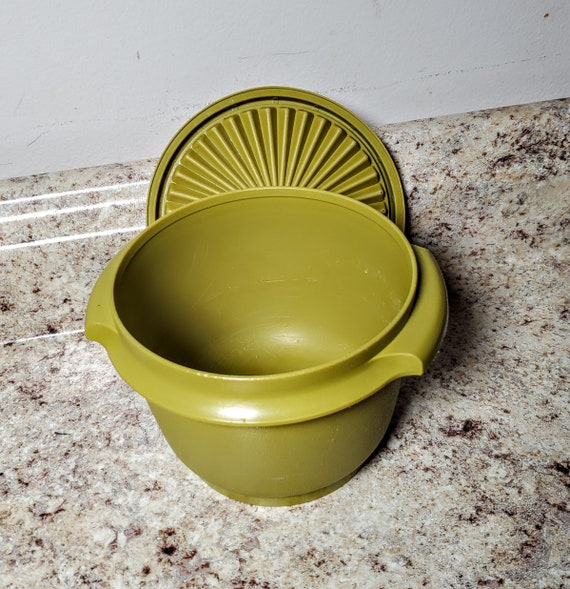 Vintage Tupperware Bowls / 12 inch Bowl / Green / Yellow / Clear