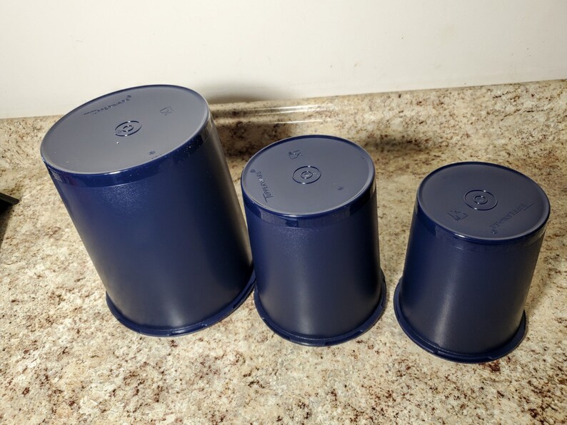 Tupperware Classic Blue Canisters With Servalier Lids NEW Set Etsy