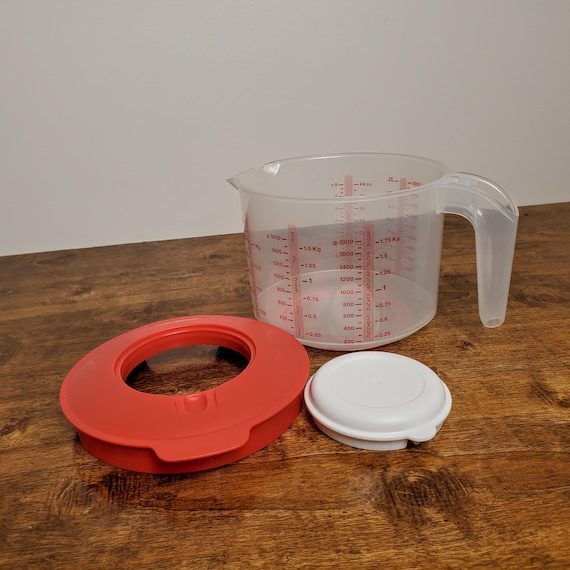 タッパーウェア mayu参考 Tupperware Mix N Store Measuring Pitcher Sheer Red Butter
