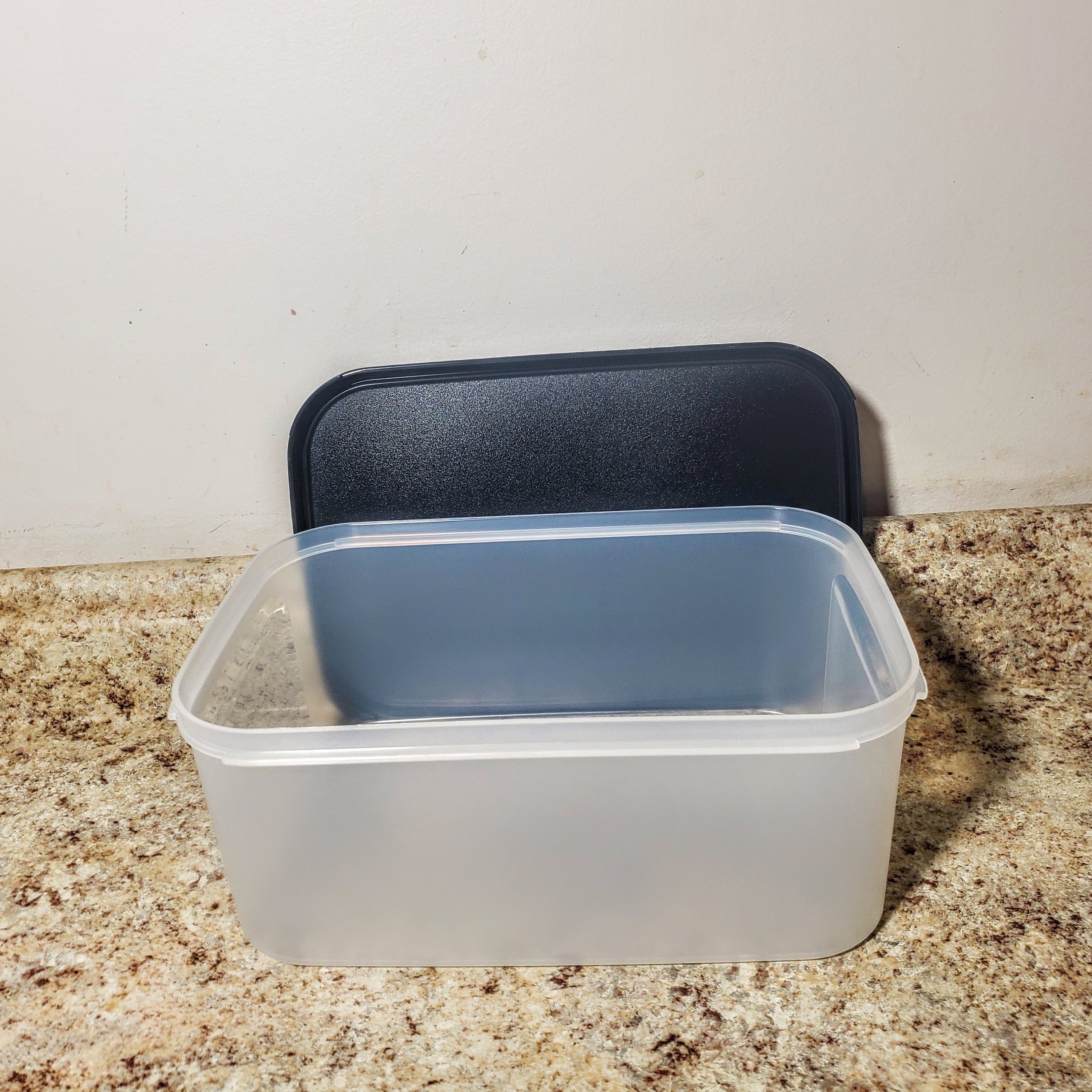New TUPPERWARE CLEAR Mates Square Low Storage Containers 3150 Teal Blue  Seals- 4